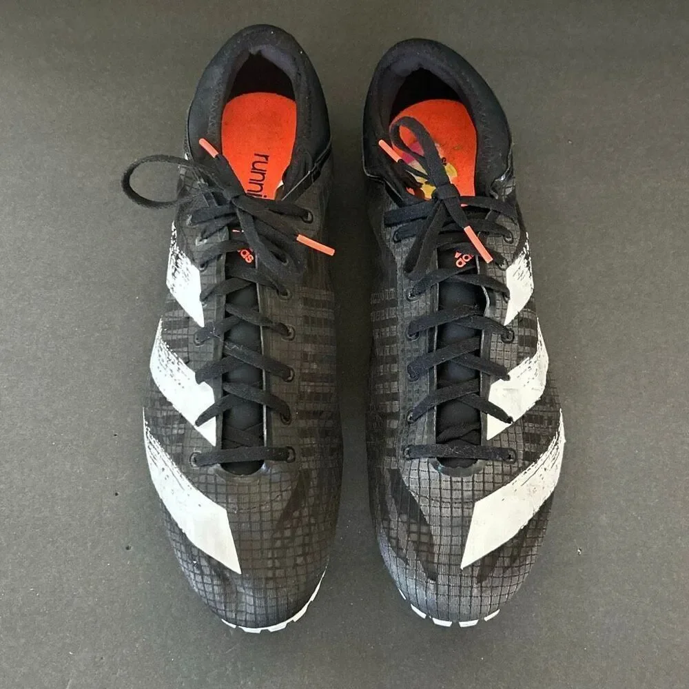 Adidas Sprintstar Running Track Shoes Spikes Black White Mens Sz 14